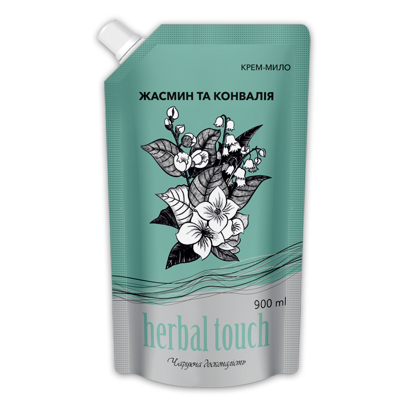 HERBAL TOUCHКрем-мило Жасмін та Конвалія 900мл (ДОЙ-ПАК)